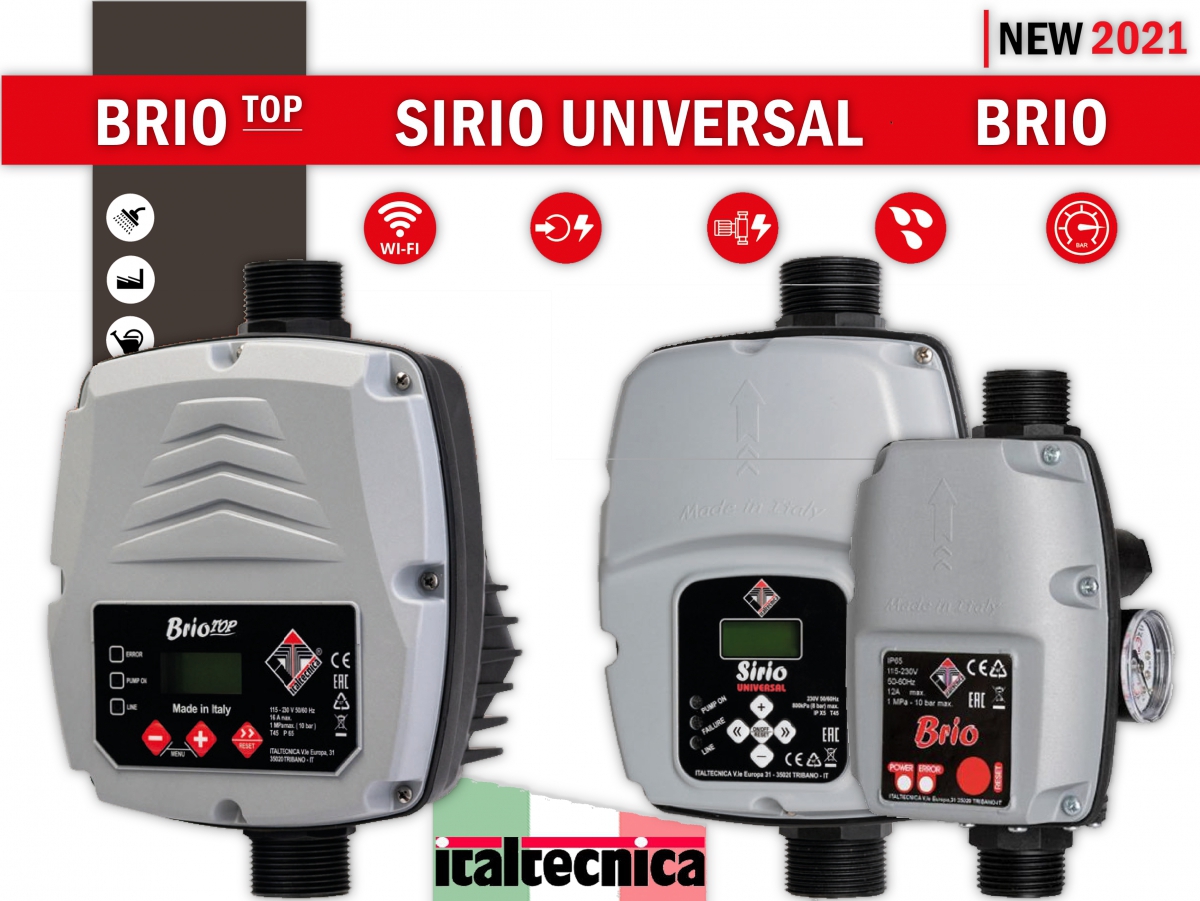 Обновлённая линейка автоматики для насосов: BRIO, BRIO TOP, SIRIO UNIVERSAL